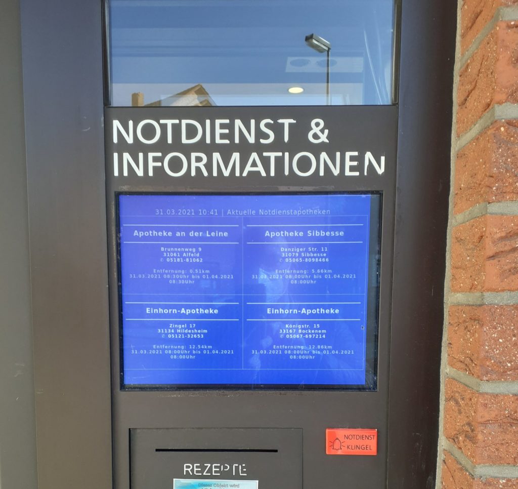 Notdienstanzeige für Apotheken